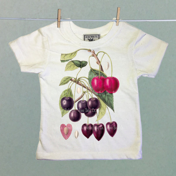 Cherries Botanical Illustration Organic Children's Shirt