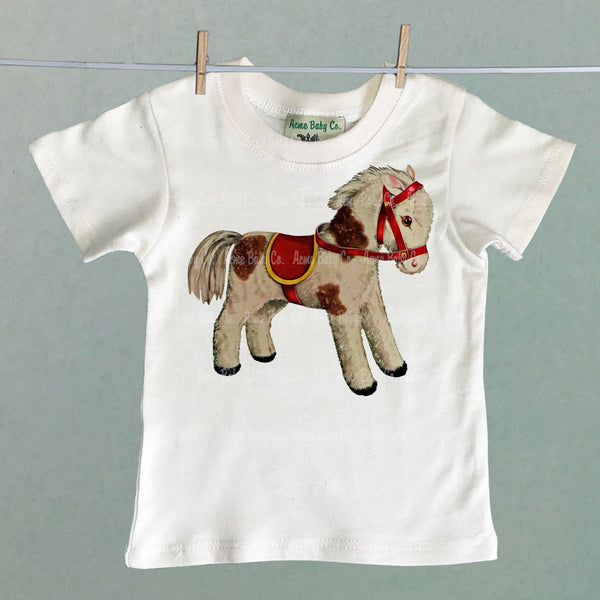 Vintage Kid's Organic Shirt with Toy Horse
