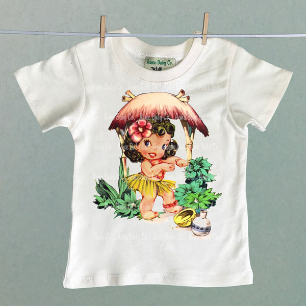 Organic Children's Shirt with Tiki Hula Girl