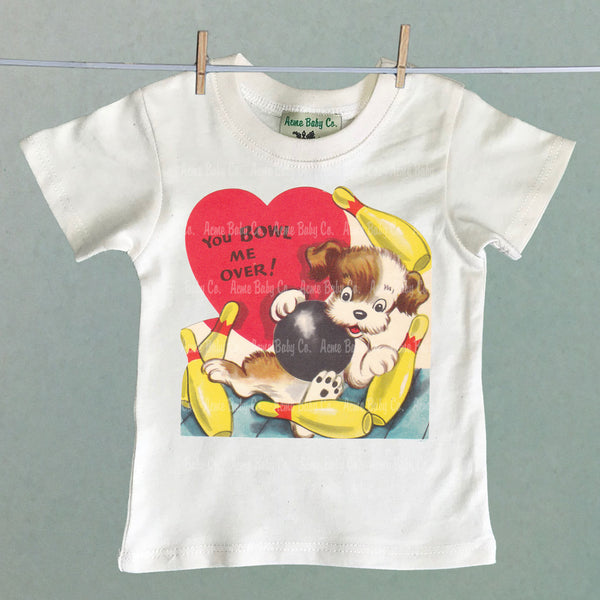 Vintage Kid's Organic Shirt with Bowling Puppy Dog
