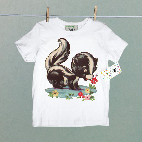 Skunk and Flowers Organic Children's Shirt as seen on Ivy & Bean Netflix Series!