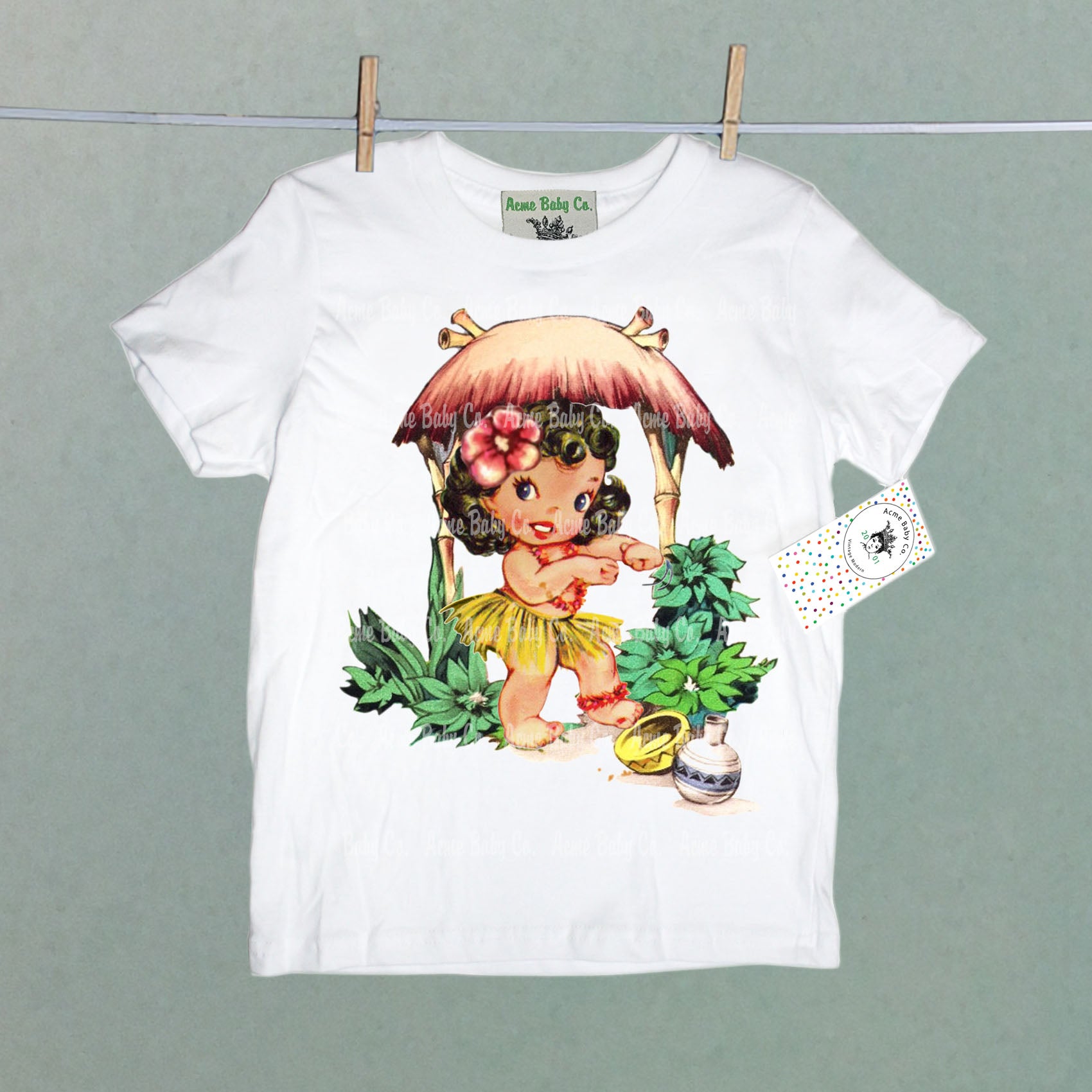 Organic Children's Shirt with Tiki Hula Girl