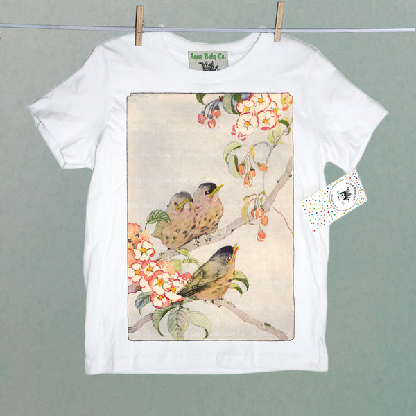 Birds in Cherry Tree Organic Children's Shirt
