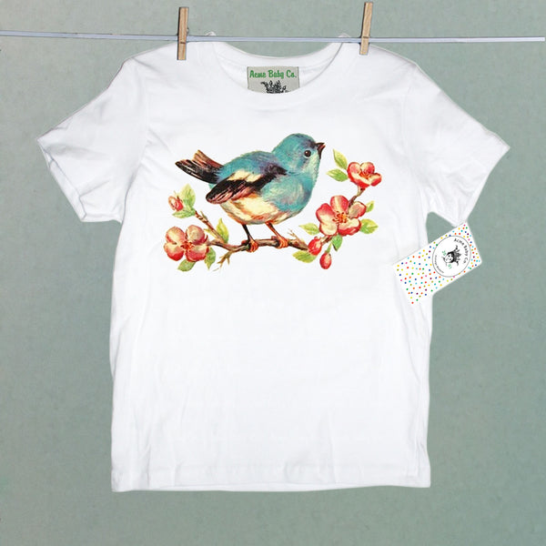 Bluebird on Cherry Branch Organic Children's Shirt