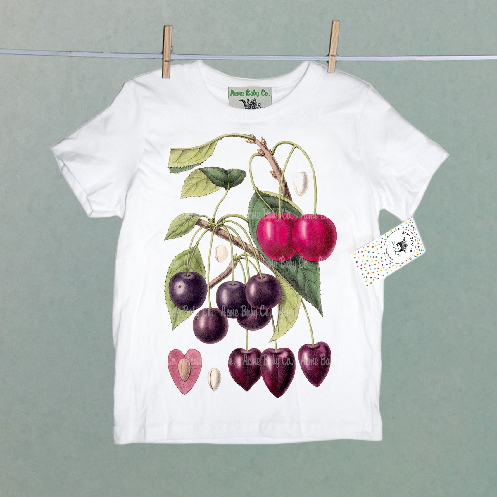 Cherries Botanical Illustration Organic Children's Shirt