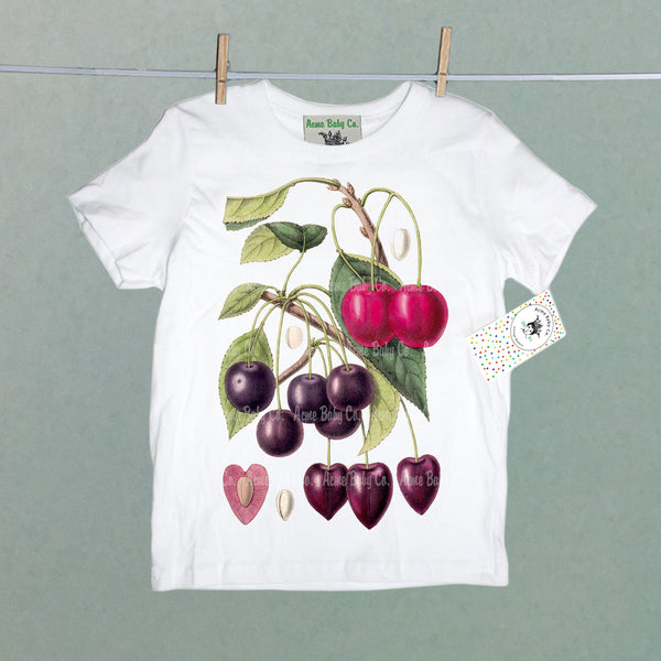 Cherries Botanical Illustration Organic Children's Shirt