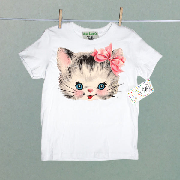 Kitschy Kitty with Pink Bow Organic Children's Shirt