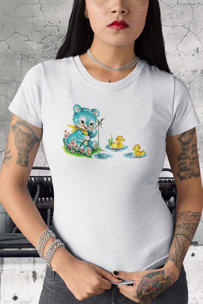 Fishing Bear and Ducklings Women's Organic Shirt