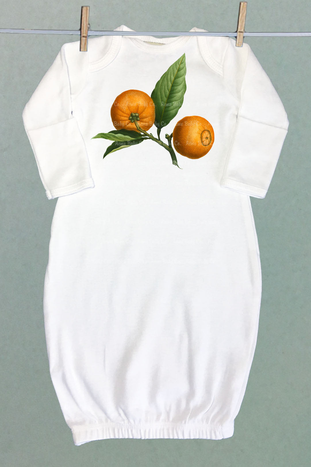 Botanical Oranges Baby Sacque Gown