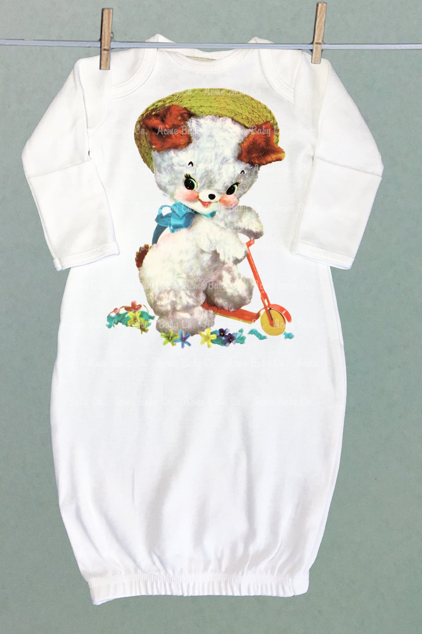 Scooter Dog Baby Sacque Gown